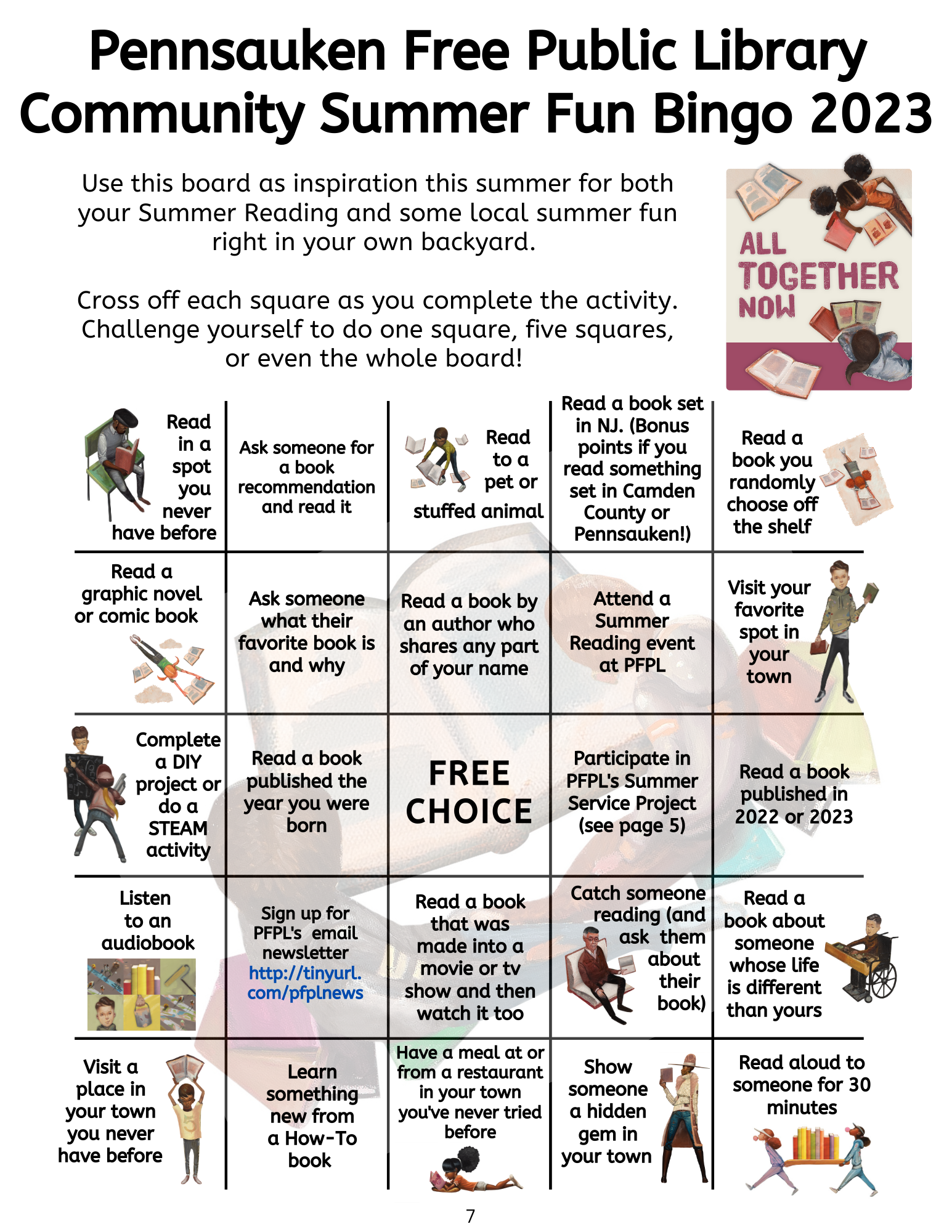 summer program bingo board